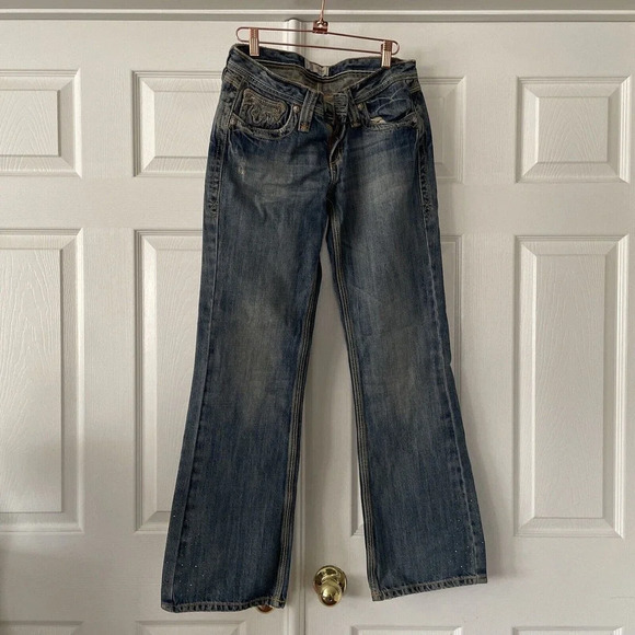 Twenty X Houston Jr Womens Jeans Size 7 Low Rise Slim Fit Pockets Bling Denim - Picture 2 of 15